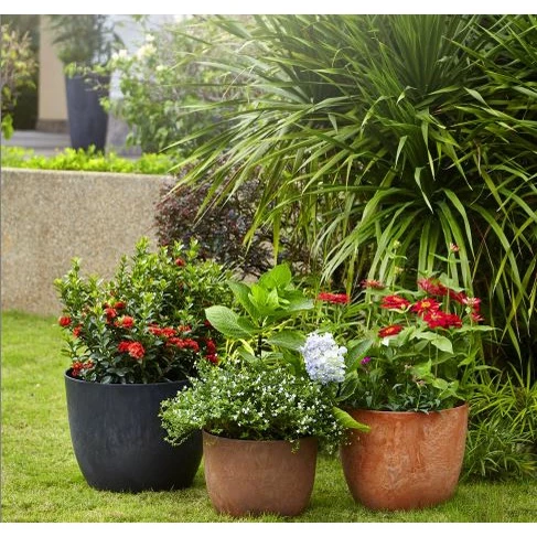 Artstone Bola Pot D17 H15 / Flower Pot / Pasu Bunga Hiasan Modern / Marble / Decorative / Lightweight