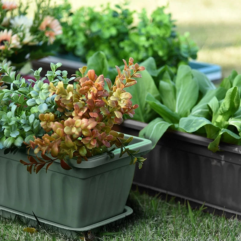 Plastic Planter Box Vegetable Herbs Flowers Thicken Outdoor Indoor Planting Basin Balcony Garden Decor
