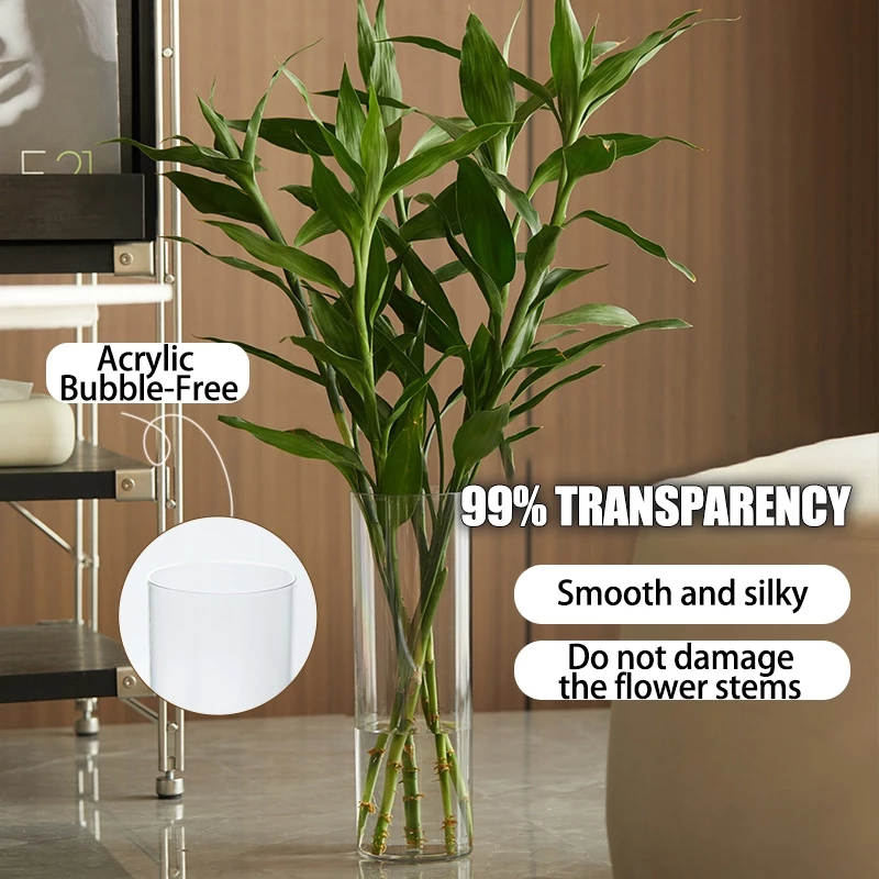 Vas Akrilik Lutsinar Tidak Pecah Clear Acrylic Flower Vase for Home Deco Hydroponic Plants 不易碎花瓶