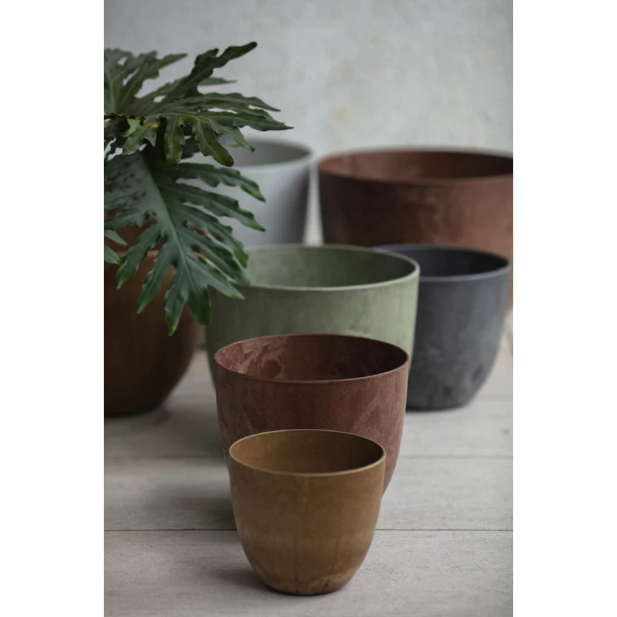 Artstone Bola Pot D17 H15 / Flower Pot / Pasu Bunga Hiasan Modern / Marble / Decorative / Lightweight