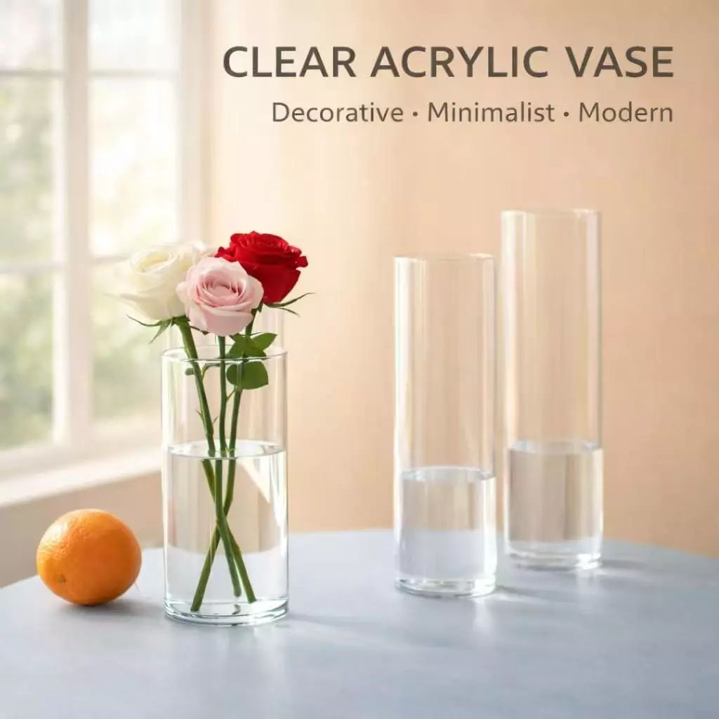 Vas Akrilik Lutsinar Tidak Pecah Clear Acrylic Flower Vase for Home Deco Hydroponic Plants 不易碎花瓶