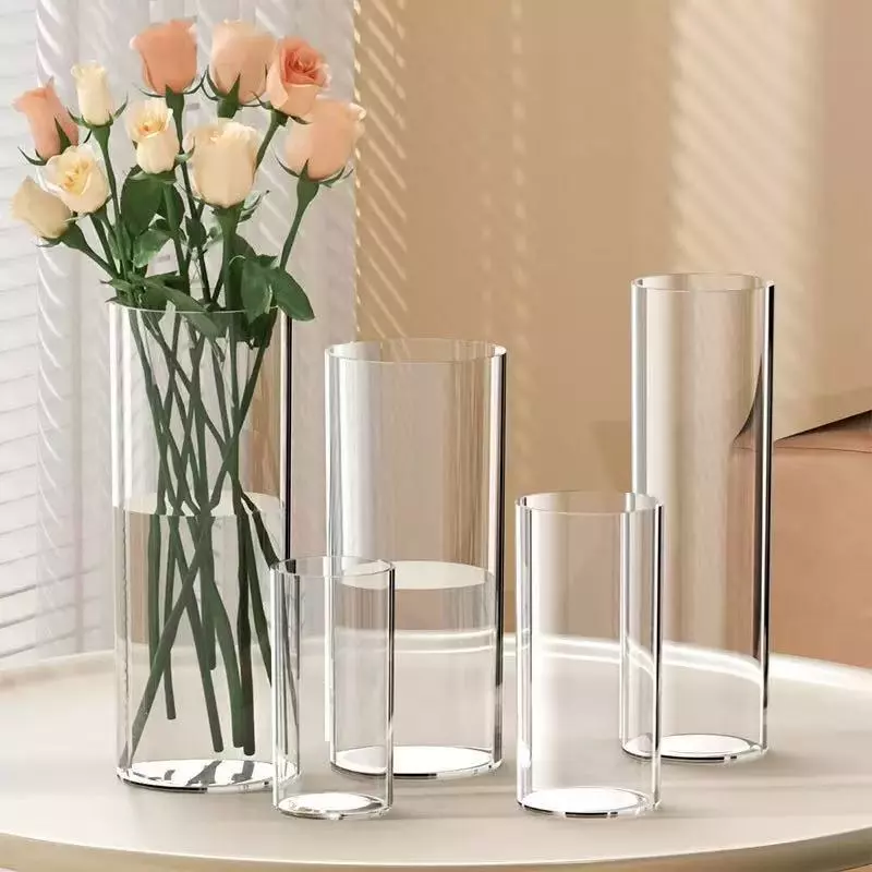 Vas Akrilik Lutsinar Tidak Pecah Clear Acrylic Flower Vase for Home Deco Hydroponic Plants 不易碎花瓶