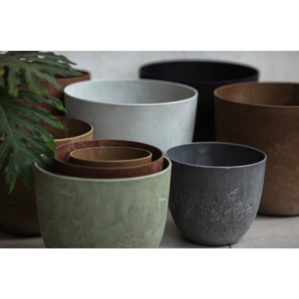 Artstone Bola Pot D17 H15 / Flower Pot / Pasu Bunga Hiasan Modern / Marble / Decorative / Lightweight