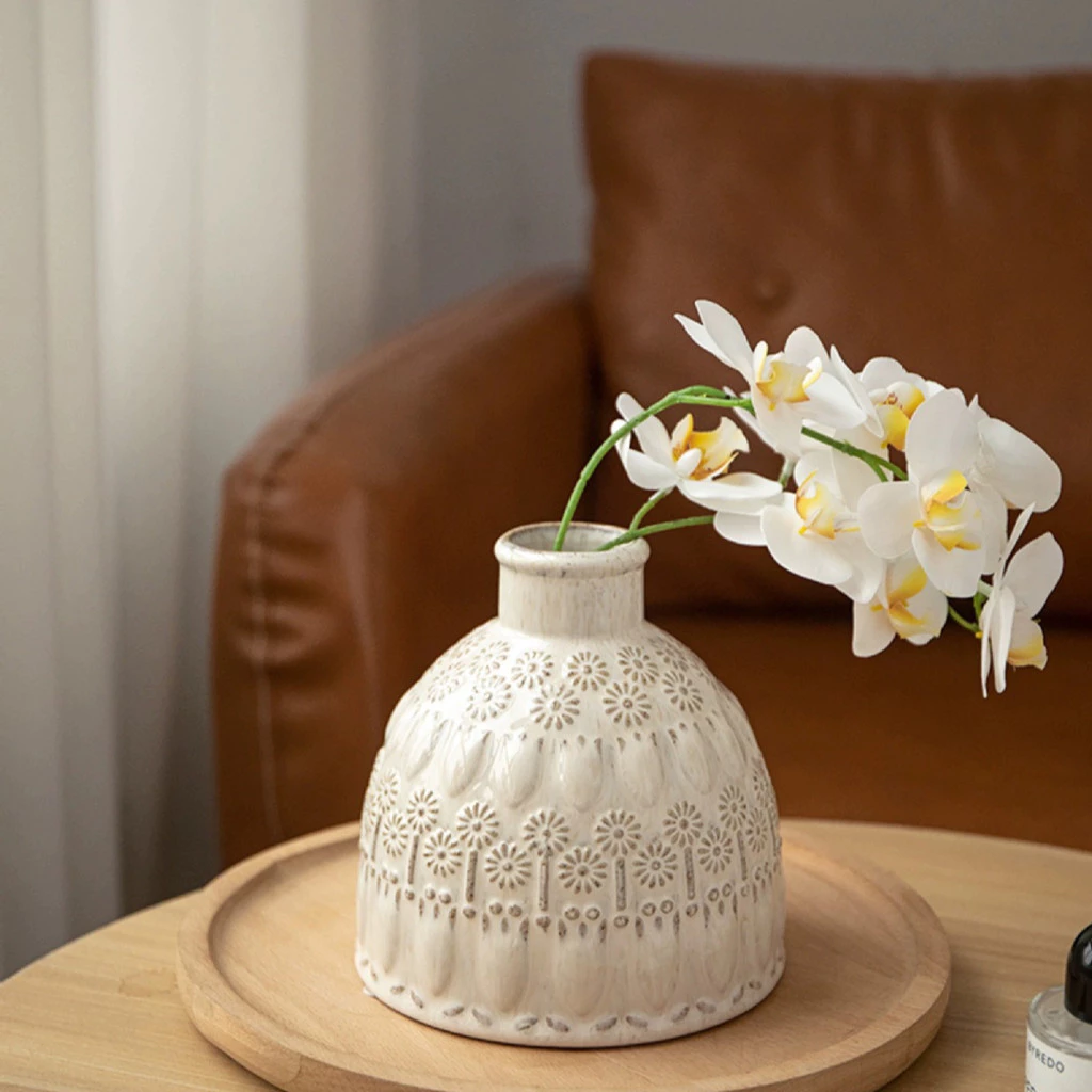 HWHOME White Ceramic Vase Modern Home Decor,Matte Pampas Flower Vases,Farmhouse Decor Living Room Decor