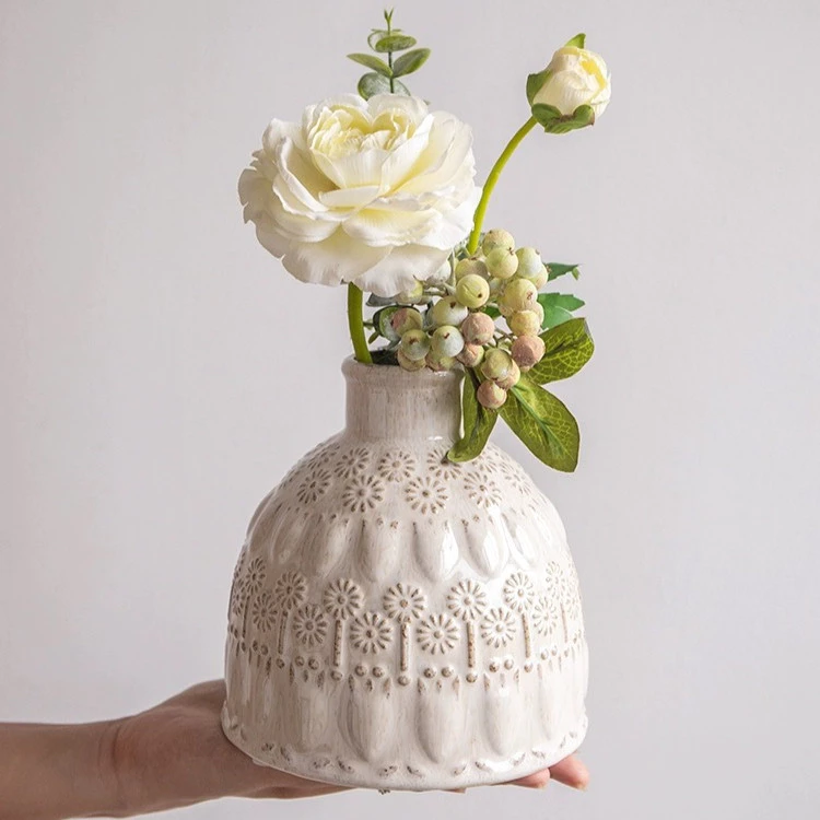 HWHOME White Ceramic Vase Modern Home Decor,Matte Pampas Flower Vases,Farmhouse Decor Living Room Decor