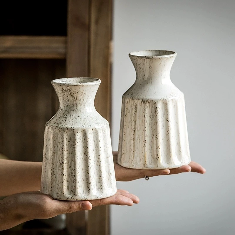 HWHOME White Ceramic Vase Modern Home Decor,Matte Pampas Flower Vases,Farmhouse Decor Living Room Decor