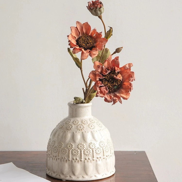 HWHOME White Ceramic Vase Modern Home Decor,Matte Pampas Flower Vases,Farmhouse Decor Living Room Decor