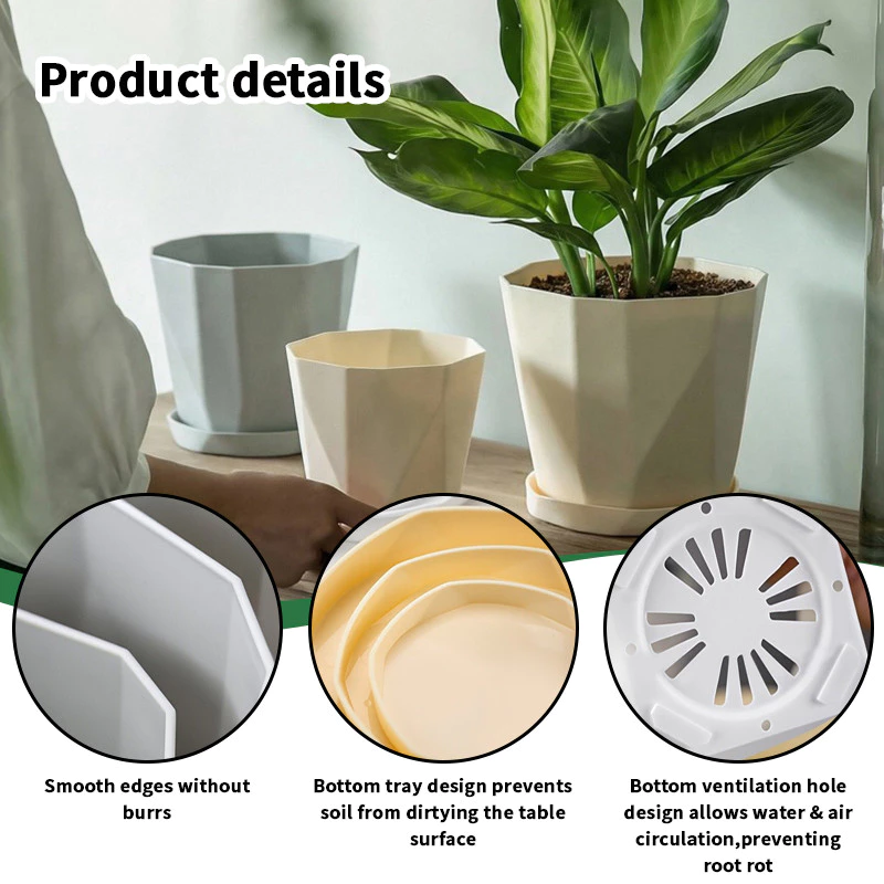 Plastic Flower Pot with saucer thickened & durable