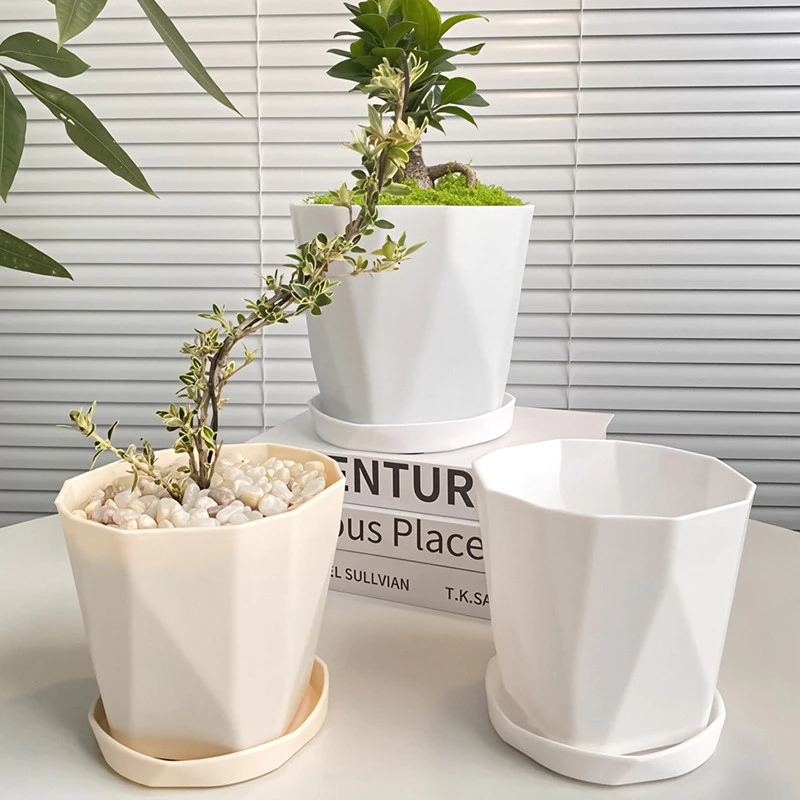Plastic Flower Pot with saucer thickened & durable